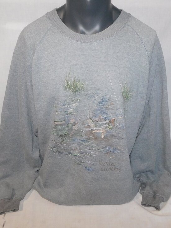 Northern Elements Other - VTG 90s Northern Elements Gray Mens 2XL Gray Crewneck Fishing Sweatshirt XXL